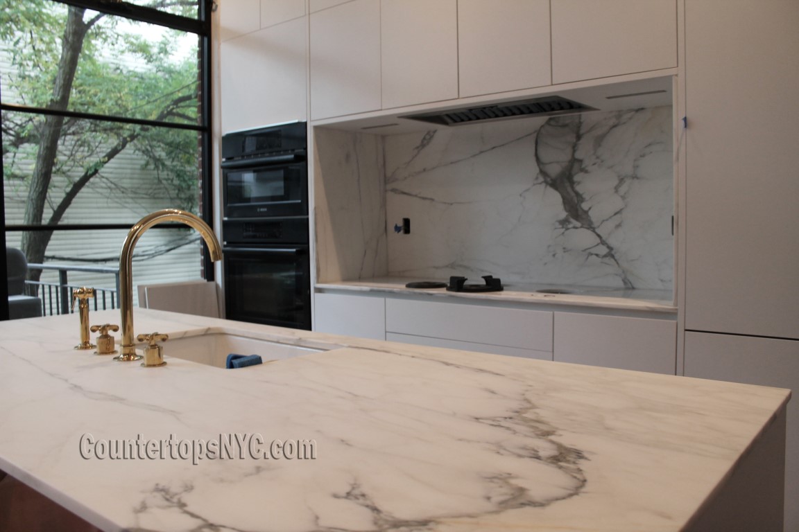 Calacatta gold marble kitchen countertops NYC